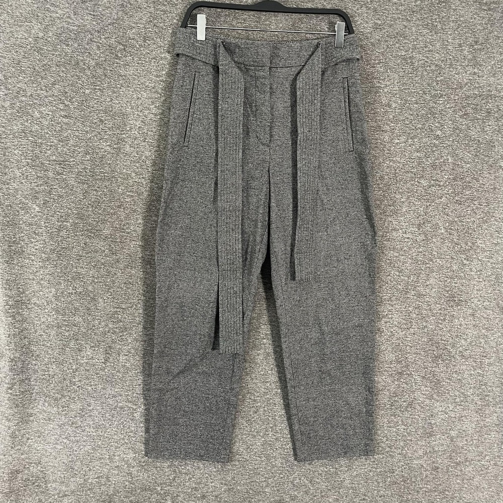 Wilfred Pants Womens 8 Gray Wool Check Belted Tapered Knit Lined Work Office